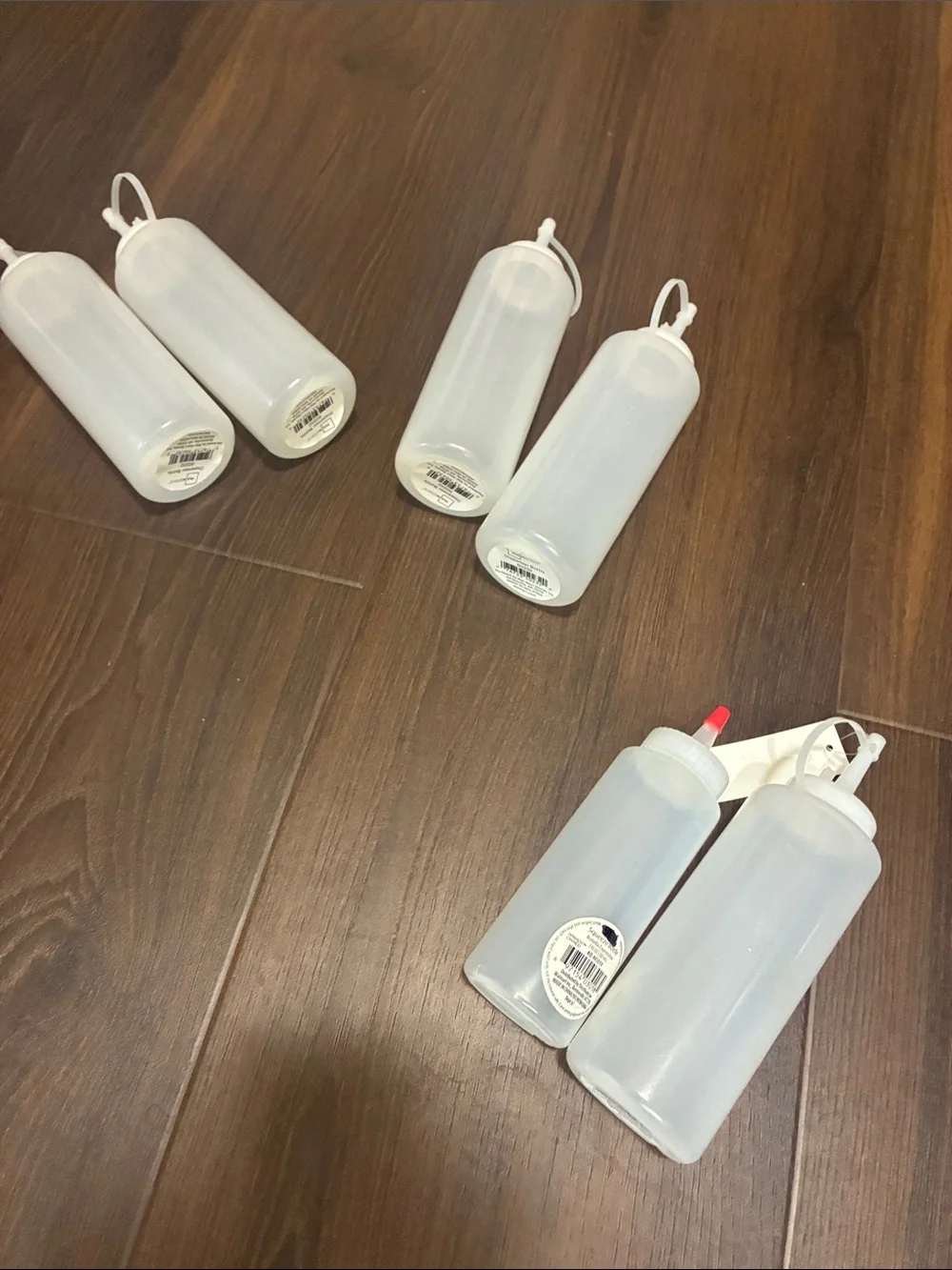 6 Universal White Plastic Dispenser Squeeze Bottles for Kitchen & Dining